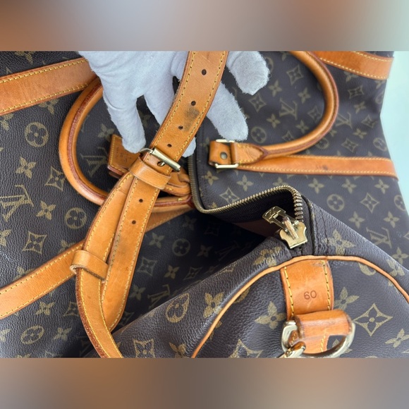 Louis Vuitton Keepall Bandolier 60 Monogram Canvas Travel Bag SD0946 Vintage - Picture 10 of 16